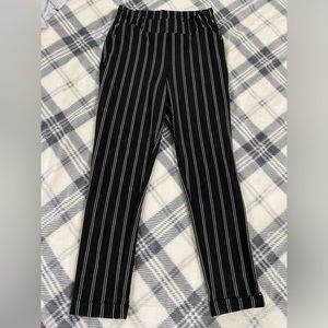 Black striped pants: size S. Wore a few times